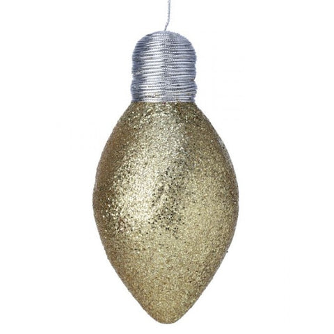 Glittered Lightbulb Ornament - Gold
