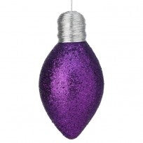 Glittered Lightbulb Ornament - Purple