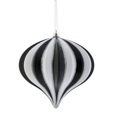 5.5" VP Kismet Stripe Ornament - Black/White/Silver
