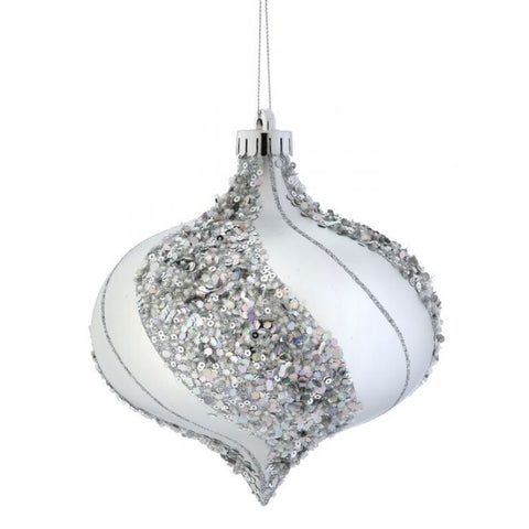 6" VP Lazer Glitter Matte Onion Ornament - Silver