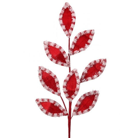 27" Snow Glittered Candy Holly Leaf Spray - Red, Pink & White