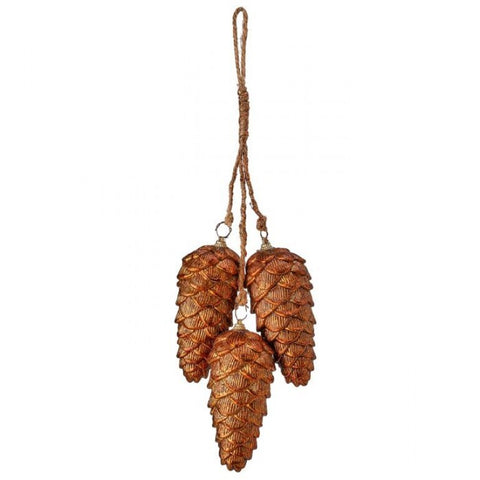 16" TRIPLE PINECONE W/JUTE ORNAMENT