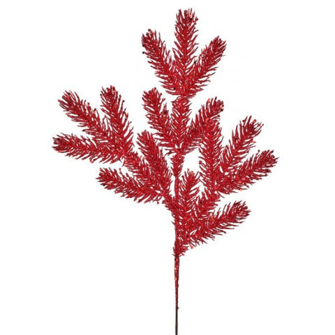 21" Sequin Glitter Spruce Spray - Red