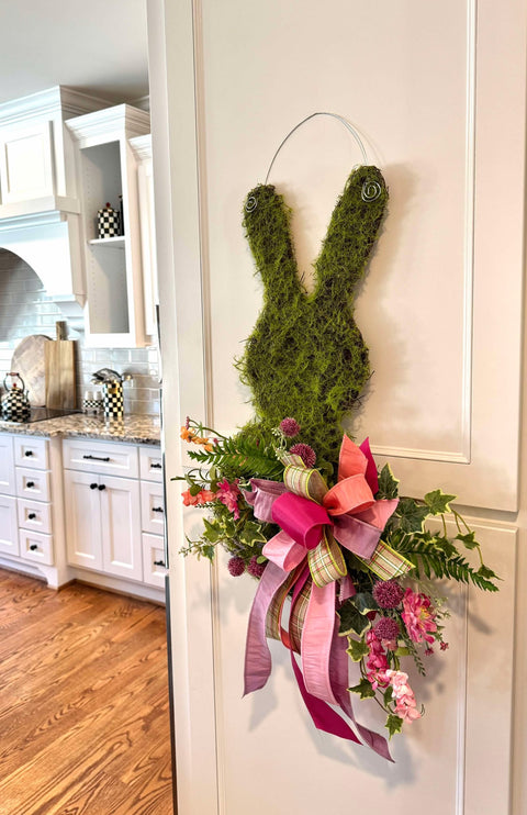 Moss Bunny FLORAL Door Hanger