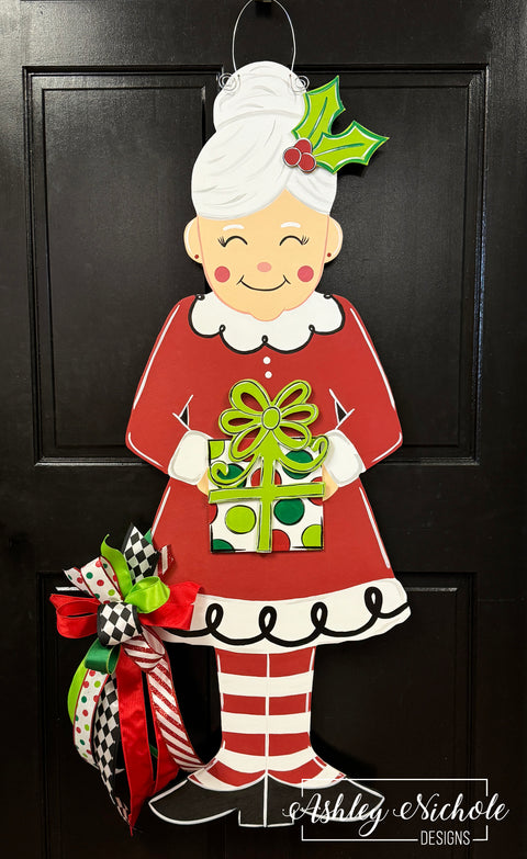 Mrs. Claus - Door Hanger - OVERSIZED - (Hand Painted)