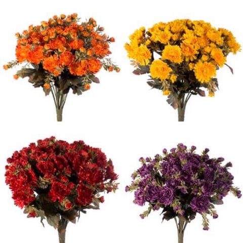 16" Faux Mum Pot Filler Bushes - Choice of 5 Colors