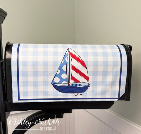 Nautical Sailboat - Magnetic Vinyl Mailbox Cover