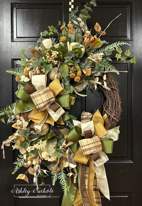 Neutral Pumpkins & Foliage Wreath