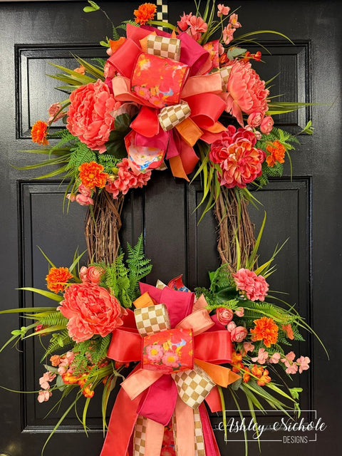 *READY to SHIP* - Orange Blossom Coral Wreath