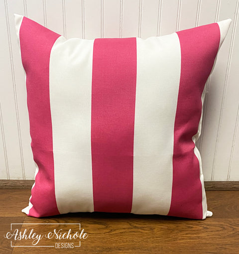Outdoor Pillow - Jazz Pink & White Stripe