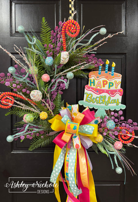 Pastel Happy Birthday Wreath
