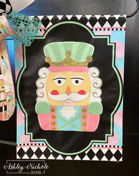 Pastels & Golds Nutcracker - Vinyl Garden Flag