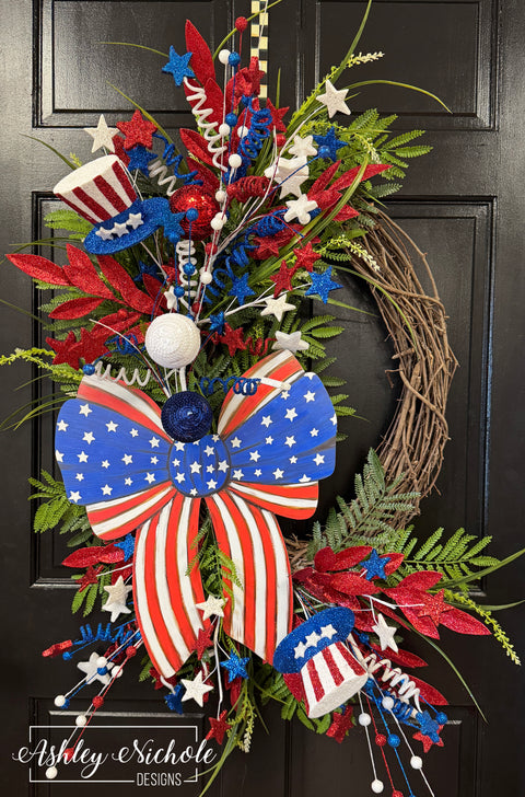 Patriotic Bow Wreath Oval