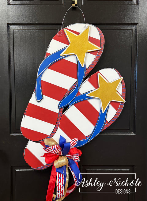 Patriotic Fun Flip Flops - Door Hanger