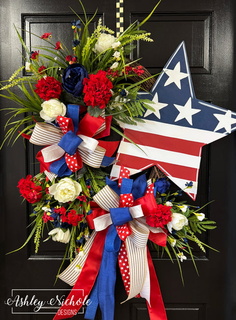 Patriotic Star Floral Wreath