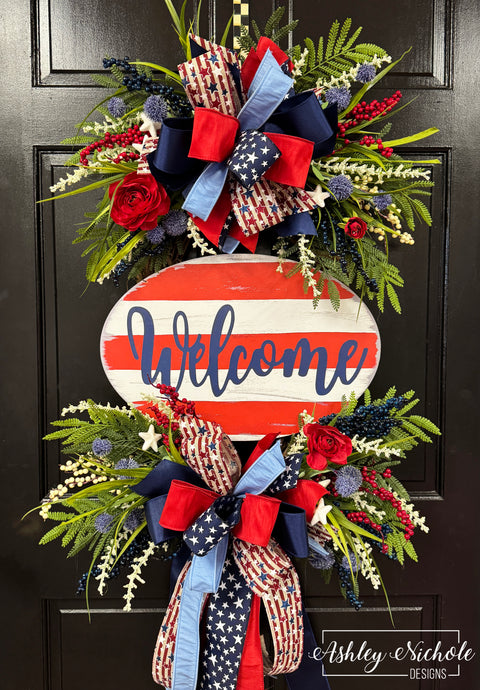 Patriotic Welcome Plaque Wreath