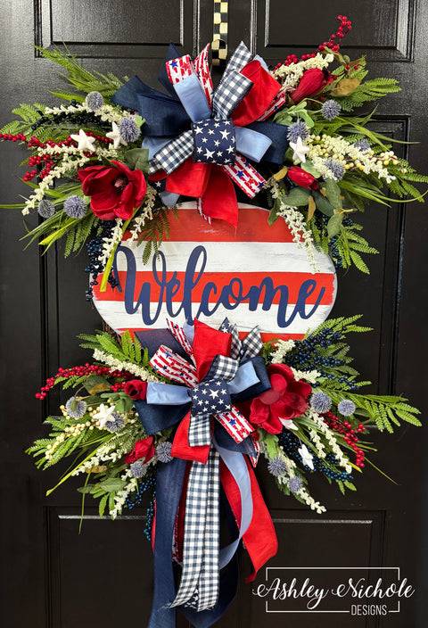 Patriotic Welcome Plaque Wreath