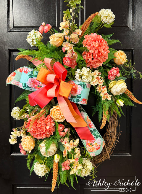 Peaches & Cream Florals Wreath