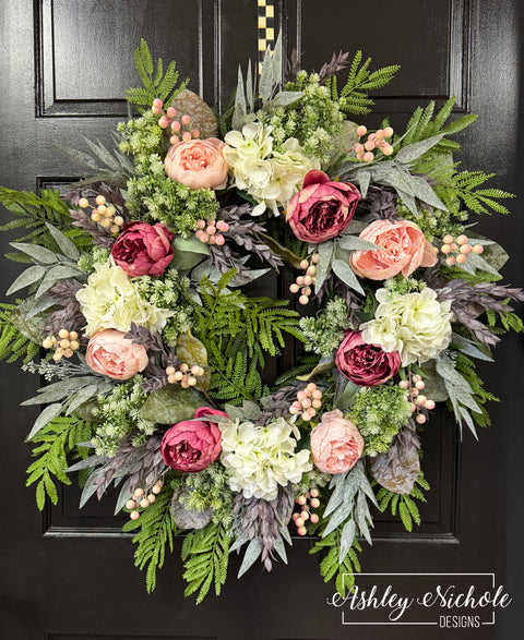 Peonies in the Garden Wreath