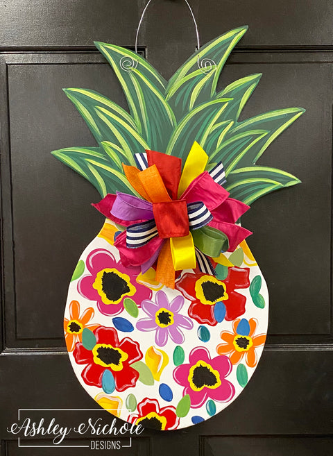 Pineapple - Bold & Bright Floral - Door Hanger