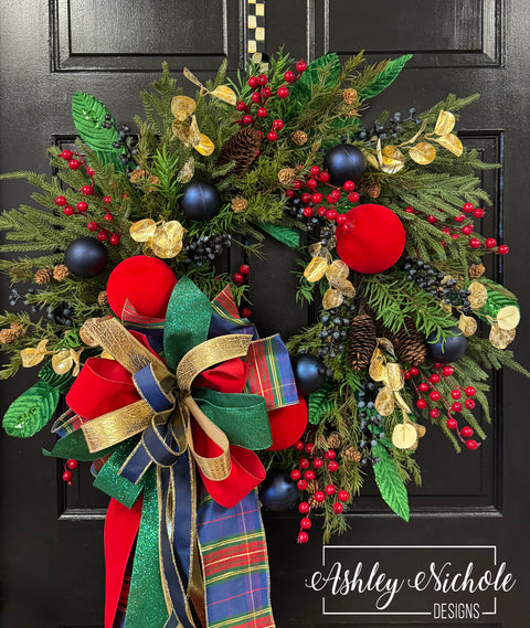 Plaid & Pine Christmas Wreath