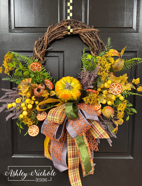 Pumpkin & Autumn Fruit Wreath