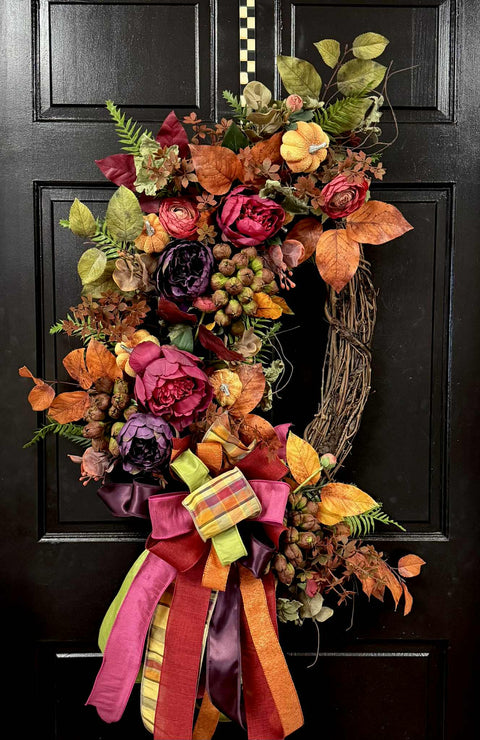 Pumpkins and Peonies Autumn Splendor Wreath