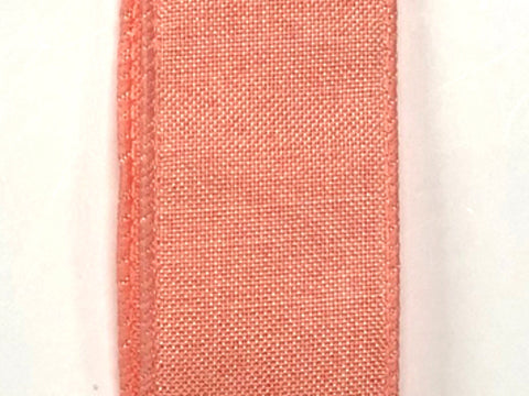 Coral Poly Linen Wired Ribbon - 2.5" x 50yds