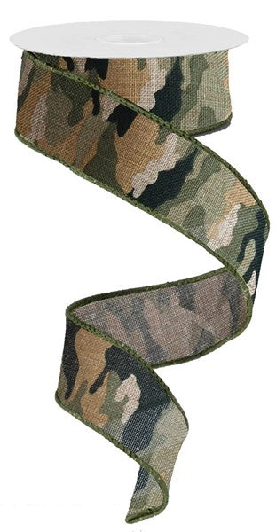 Camo Wired Ribbon - 1.5" x 10yds