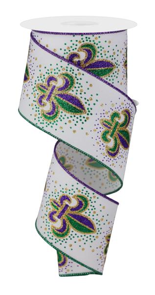 Fleur De Lis Wired Ribbon-2.5” x 10 Yds
