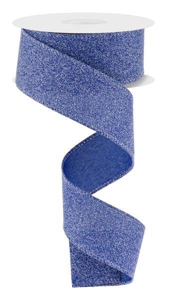 Royal Blue w/ Crystal Shine Wired Ribbon - 1.5" x 10yds