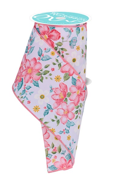 Watercolor Flowers Wired Ribbon - 4" x 10yds