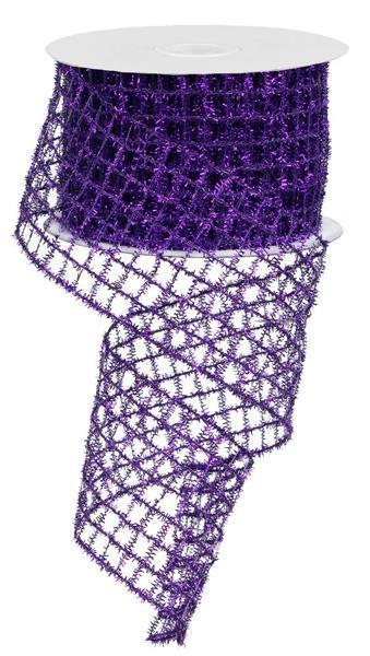 Purple Tinsel Mesh Wired Ribbon - 2.75" x 10yds