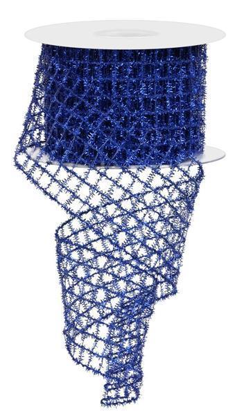 Tinsel Mesh Royal Blue Wired RIbbon 2.75" X 10yds