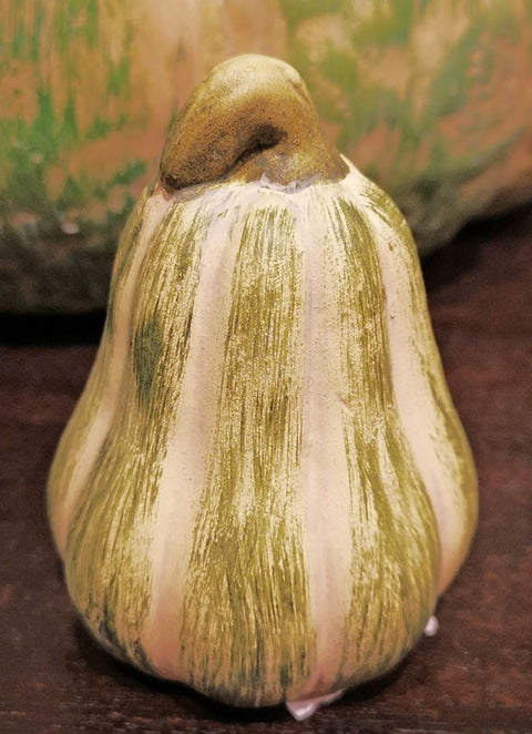 3" Tall Pumpkin - Green/Cream - RESIN