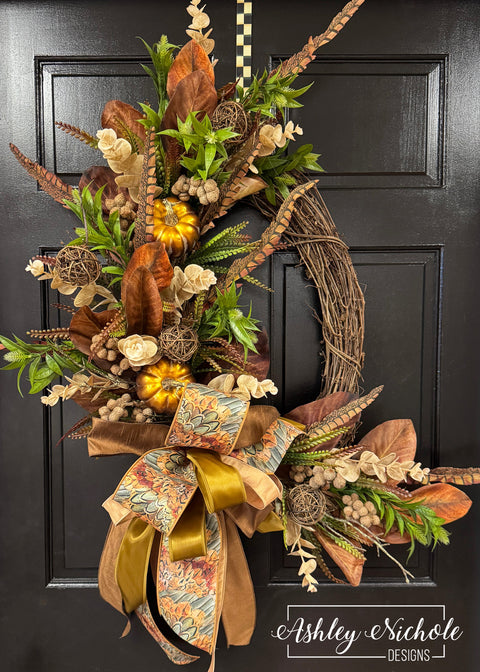 Rustic Pheasant Elegance Fall Wreath