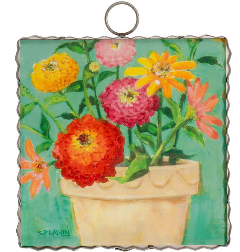 Mini Pot Of Zinnias Print Charm Attachment