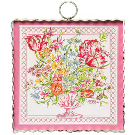 Mini Pink Floral Arrangement Print Charm Attachment