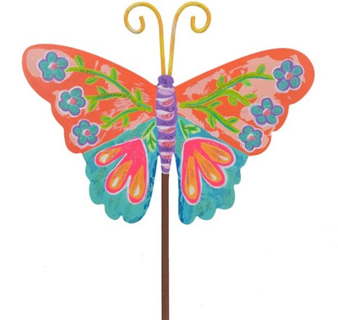 Blooming Butterflies Stake - Orange/Teal