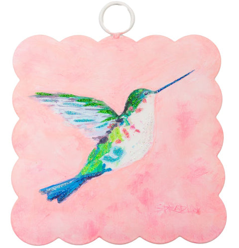 Mini Art Scallop Art hummingbird Print Charm