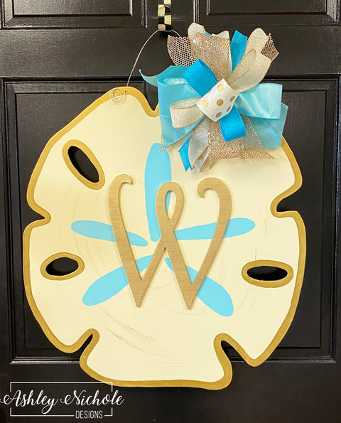 Sand Dollar Initial Door Hanger