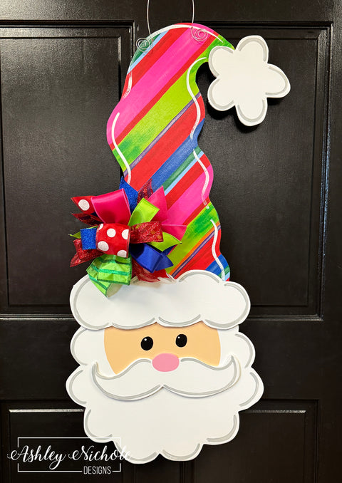 Santa - Colorful & Festive - Door Hanger - (Hand Painted)