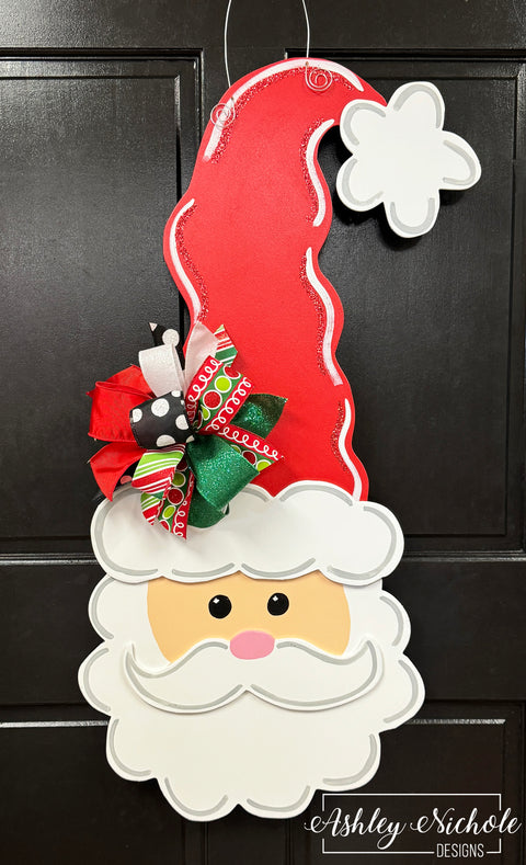 Santa - Tall Hat Traditional - Door Hanger - (Hand Painted)