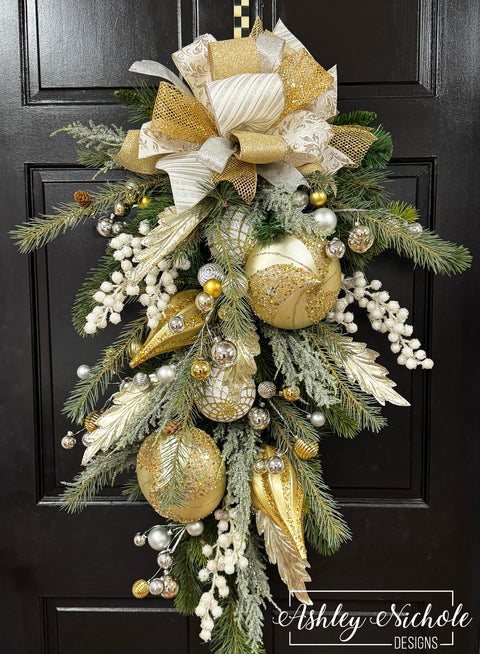 Silver & Gold Fancy Christmas Teardrop Swag