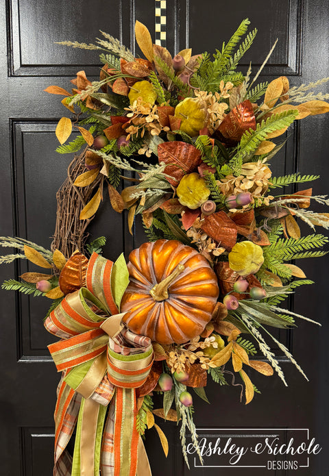 Simply Beautiful Fall Pumpkins Wreath