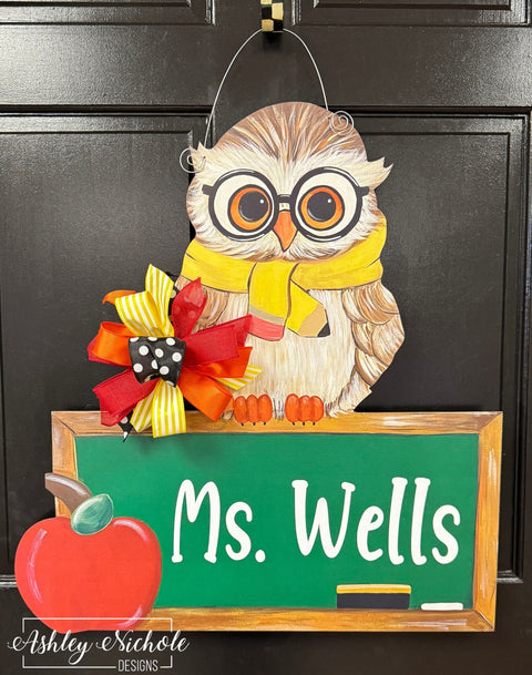 Smart Owl School Door Hanger - UV Printed