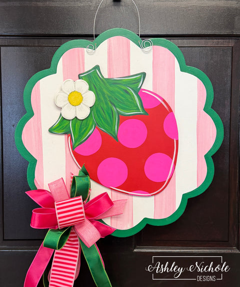 Strawberry Bliss - 3-D - Door Hanger (Hand-Painted)