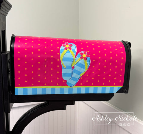 Summer Fun Flip Flop - Magnetic Vinyl Mailbox Cover