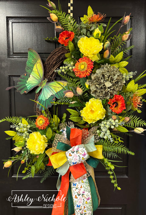 *READY to SHIP* - Summer Garden Butterfly Wreath