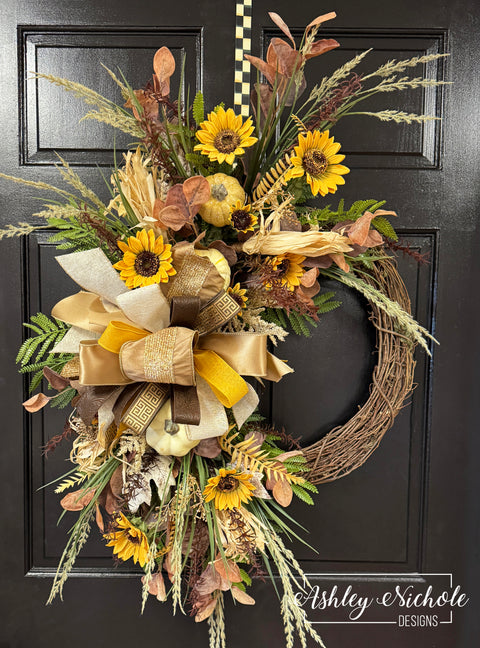 Sunflowers in Autumn Round Wreath